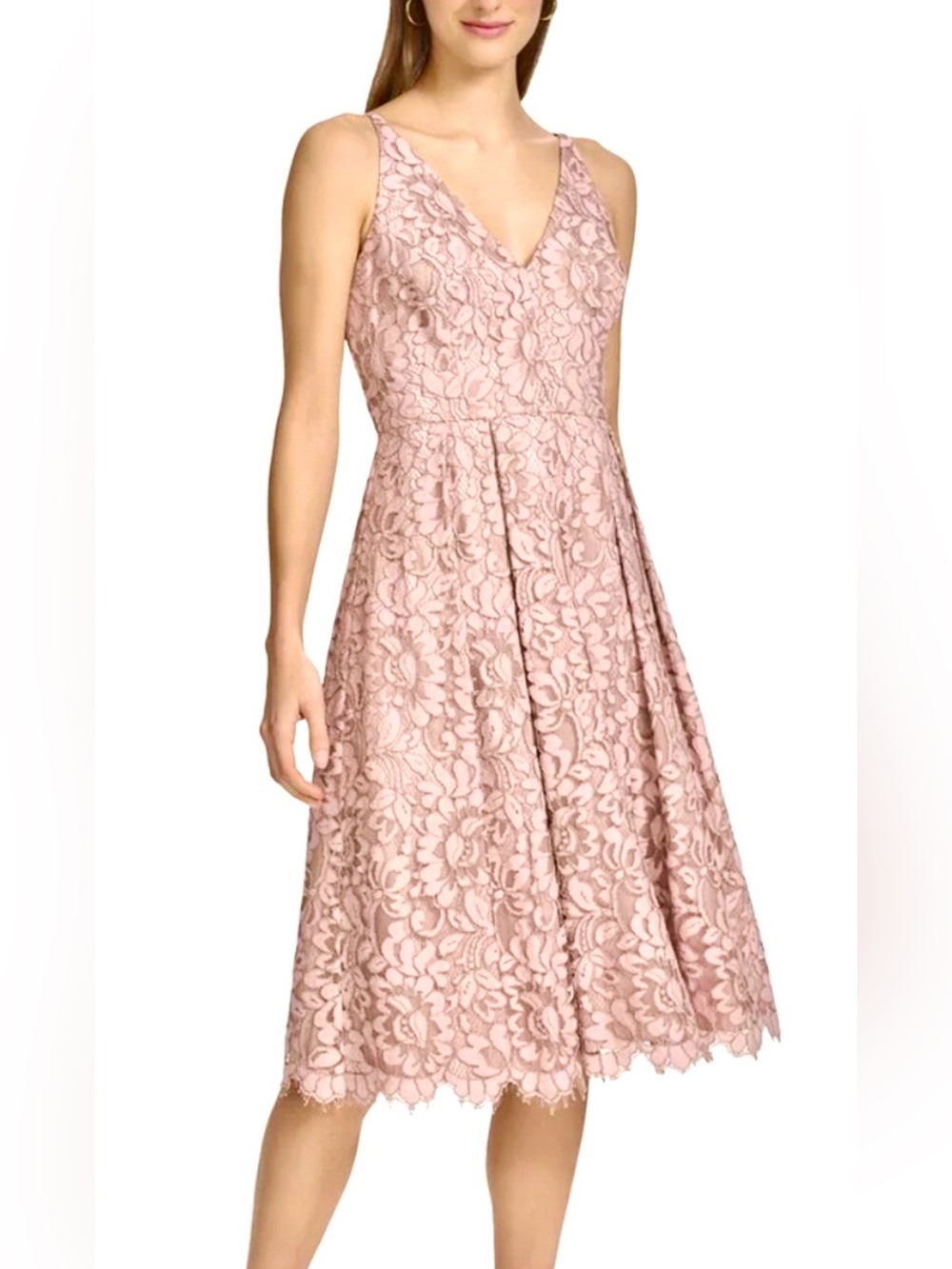 VERA WANG SOFT PINK LACE A-LINE QUIET LUXURY OCCASION WEDDING PARTY DRESS Sz6